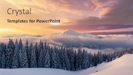  Presentation with morning sunrise - Cool new PPT layouts with fantastic-winter-landscape-in-snowy backdrop and a lemonade colored foreground