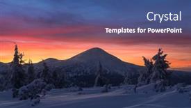  Presentation with morning sunrise - Amazing slide set having fantastic-winter-landscape-in-snowy backdrop and a ocean colored foreground