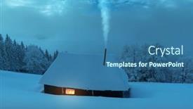  Presentation with cabin forest - Audience pleasing presentation design consisting of fantastic-winter-landscape-with-glowing backdrop and a ocean colored foreground