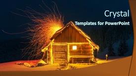  Presentation with cabin forest - Presentation consisting of fantastic-winter-landscape-with-glowing background and a navy blue colored foreground