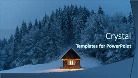  Presentation with cabin forest - Cool new presentation design with fantastic-winter-landscape-with-glowing backdrop and a ocean colored foreground