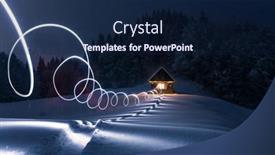  Presentation with house forest - PPT theme having fantastic-winter-landscape-with-glowing background and a navy blue colored foreground