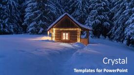  Presentation with cabin forest - Cool new PPT theme with fantastic-winter-landscape-with-glowing backdrop and a ocean colored foreground