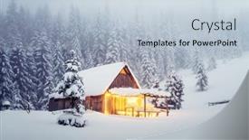 Presentation with cabin forest - PPT theme consisting of fantastic-winter-landscape-with-glowing background and a lemonade colored foreground