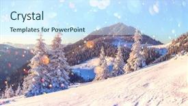 Presentation with winter and trees - Beautiful theme featuring fantastic winter landscape with snowy backdrop and a cool aqua colored foreground