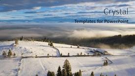 Presentation with romania - Audience pleasing theme consisting of fantastic-winter-landscape-with-snowy backdrop and a teal colored foreground