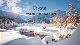 Presentation with winter scene - PPT theme with fantastic-winter-landscape-with-spruces background and a light blue colored foreground