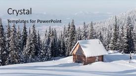  Presentation with landscape - PPT theme enhanced with fantastic winter landscape with wooden background and a lemonade colored foreground