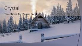  Presentation with hut - Theme with fantastic-winter-landscape-with-wooden background and a lemonade colored foreground