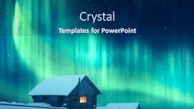  Presentation with house window - Presentation design having fantastic-winter-landscape-with-wooden background and a navy blue colored foreground