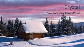  Presentation with landscape - Beautiful slides featuring fantastic-winter-landscape-with-wooden backdrop and a coral colored foreground