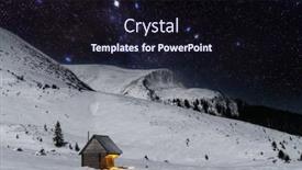  Presentation with hut - PPT theme having fantastic-winter-landscape-with-wooden background and a wine colored foreground