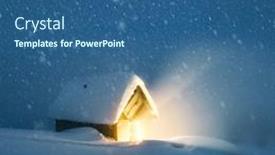  Presentation with landscape - PPT theme having fantastic-winter-landscape-with-wooden background and a ocean colored foreground