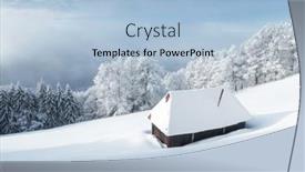  Presentation with cabin forest - Presentation consisting of fantastic-winter-landscape-with-wooden background and a light blue colored foreground