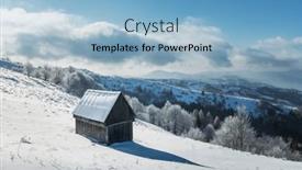  Presentation with cabin forest - Presentation design with fantastic-winter-landscape-with-wooden background and a light blue colored foreground