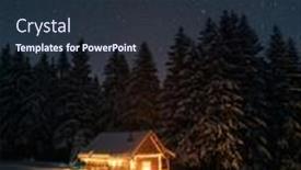  Presentation with hut - Cool new PPT layouts with fantastic-winter-landscape-with-wooden backdrop and a wine colored foreground