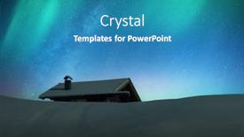  Presentation with cabin - PPT theme consisting of fantastic-winter-landscape-with-wooden background and a teal colored foreground