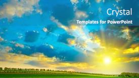  Presentation with beautiful green - Presentation design with fantastically-beautiful-bright-sky-over background and a teal colored foreground