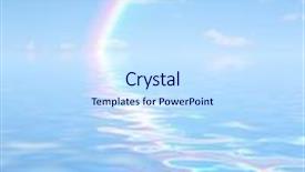  Presentation with sky rainbow - PPT layouts enhanced with fantasy abstract of a blue sky rainbow and clouds with reflection in tranquil rippled water with three white lilies floating in the foreground gladstoniana genus background and a sky blue colored foreground