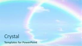  Presentation with rainbows - Cool new PPT theme with fantasy abstract of rainbows backdrop and a sky blue colored foreground