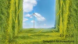  Presentation with green power - Cool new PPT layouts with fantasy-bending-perspective-effect backdrop and a gold colored foreground
