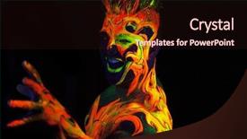  Presentation with light fire - Colorful PPT layouts enhanced with fantasy dragons - body art glowing in ultraviolet backdrop and a  colored foreground