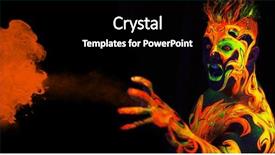 Presentation with light fire - Beautiful PPT theme featuring fantasy dragons - body art glowing in ultraviolet backdrop and a black colored foreground