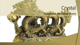  Presentation with pearl - PPT layouts enhanced with fantasy dragons - bronze figurine of dragon background and a yellow colored foreground