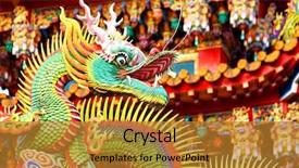 Presentation with chinese dragon - Cool new PPT theme with fantasy dragons - chinese dragon on roof backdrop and a gold colored foreground