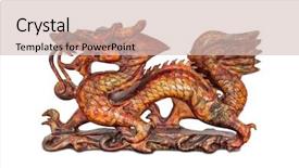  Presentation with dragon - Presentation theme consisting of fantasy dragons - decorative dragon isolated on white background and a soft green colored foreground