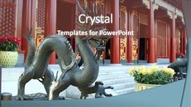  Presentation with dragon - Amazing PPT theme having fantasy dragons - dragon in the imperial palace backdrop and a tawny brown colored foreground