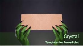  Presentation with black hands - PPT theme having fantasy dragons - green monster hands with black background and a tawny brown colored foreground