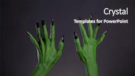  Presentation with black and green - Colorful theme enhanced with fantasy dragons - green monster hands with sharp backdrop and a dark gray colored foreground