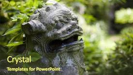  Presentation with old animal statue - Cool new slides with fantasy dragons - old dragon statue backdrop and a tawny brown colored foreground