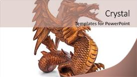  Presentation with dragon - Presentation enhanced with fantasy dragons - toy wood dragon isolated background and a coral colored foreground