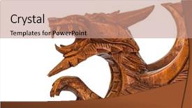  Presentation with dragon - Slides consisting of fantasy dragons - toy wood dragon isolated background and a coral colored foreground