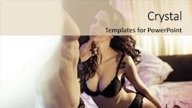  Presentation with intimacy couple - Beautiful PPT theme featuring fantasy hotel - loving couple posing in bedroom backdrop and a lemonade colored foreground