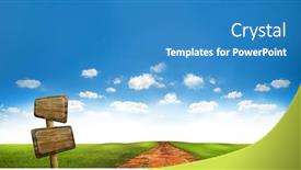  Presentation with signboard - PPT layouts enhanced with fantasy-landscape-summer-day-art background and a teal colored foreground