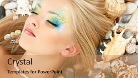  Presentation with mermaid - Slide set featuring fantasy light - teenager girl mermaid beautiful make-up background and a coral colored foreground