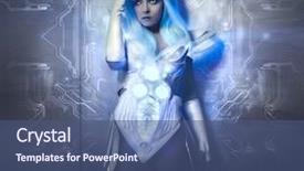  Presentation with led lights - Beautiful presentation theme featuring fantasy robot - woman of the future backdrop and a ocean colored foreground