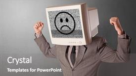  Presentation with fantasy - Presentation theme featuring fantasy robot - young person with monitor head background and a  colored foreground