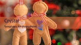  Presentation with soft toy for babies - Presentation enhanced with fantasy shapes forms - soft toy men on blurred background and a red colored foreground