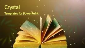  Presentation with story book fantasy - Presentation theme featuring fantasy story - magical book on bright background background and a tawny brown colored foreground