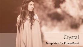  Presentation with fantasy - Presentation consisting of fantasy woman in cloak background and a lemonade colored foreground