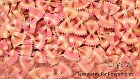  Presentation with pink colour food - Slide deck consisting of farfalle-bow-tie-italian-pasta background and a coral colored foreground