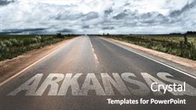  Presentation with road - Slide deck with farm city - arkansas written on the road background and a gray colored foreground
