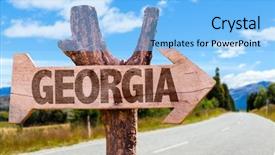 Presentation with farm - Audience pleasing slide deck consisting of farm city - georgia wooden sign with road backdrop and a light blue colored foreground