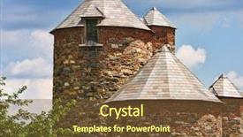  Presentation with cow - PPT theme enhanced with farm cow chicken - view of historic stone silos background and a  colored foreground