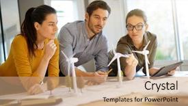  Presentation with gas turbine engines - Slide deck consisting of farm engineers looking over turbine background and a coral colored foreground