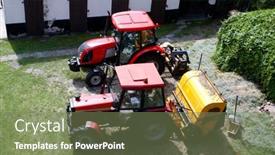  Presentation with farm equipment - Slide deck consisting of farm-equipment background and a violet colored foreground